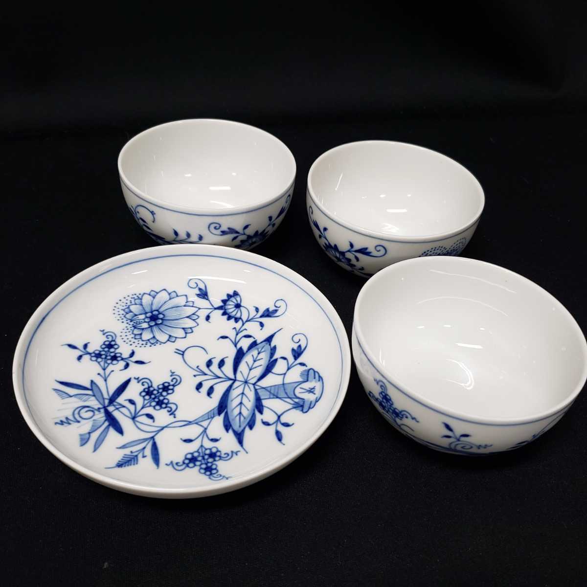 ☆MEISSEN マイセン ブルーオニオン 湯呑 ソーサー 4点セット まとめ