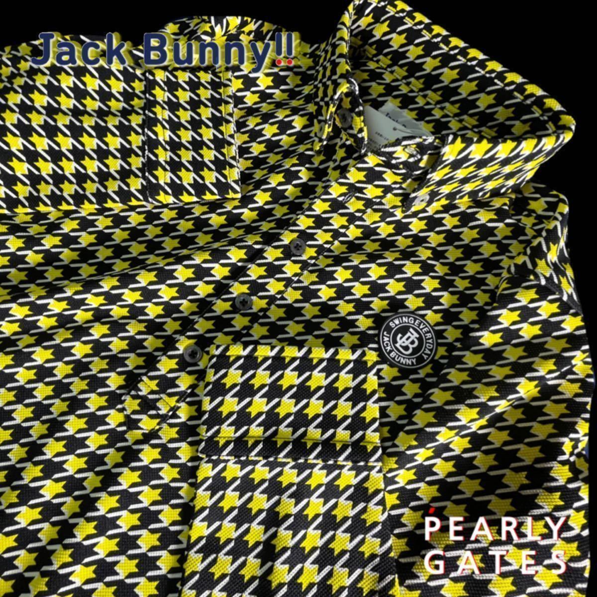 本物 新品 3296194 PEARLY GATES パーリーゲイツ/ジャックバニー 4(サイズM)超人気 ベア鹿の子スター千鳥 ボタンダウン長袖シャツ 