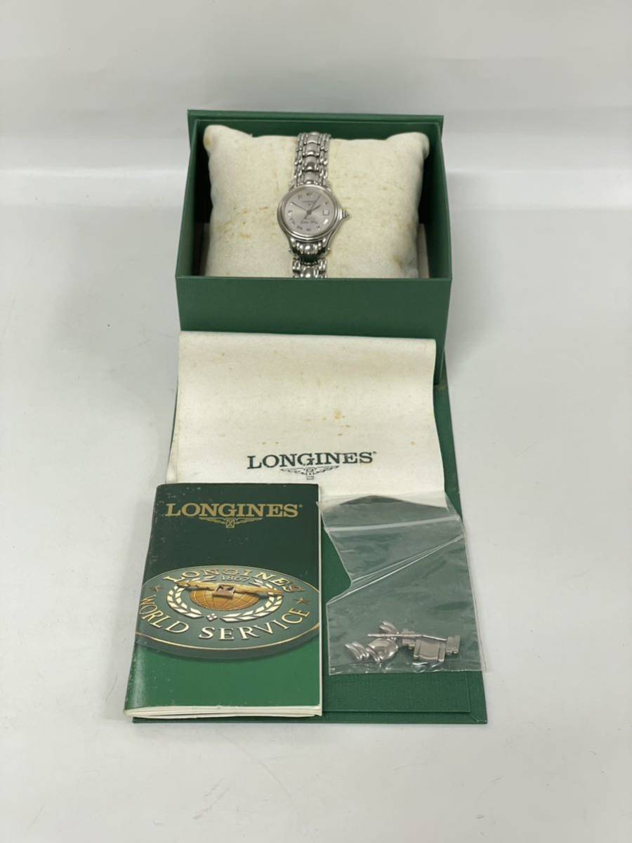 1円スタート LONGINES Golden Wing / L3 106 4 ロンジン ゴールデンウィング グレー文字盤 クオーツ デイト レディース 腕時計 ケース付き