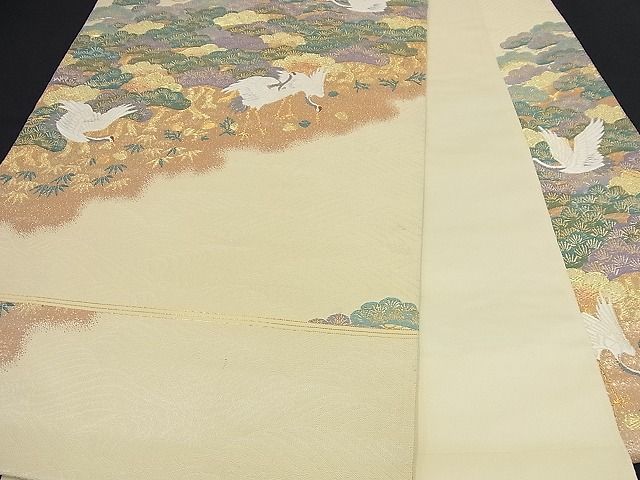 逸品 唐織 金糸 引箔 市松鳳凰花文 花唐草文 着物屋ほのか□六