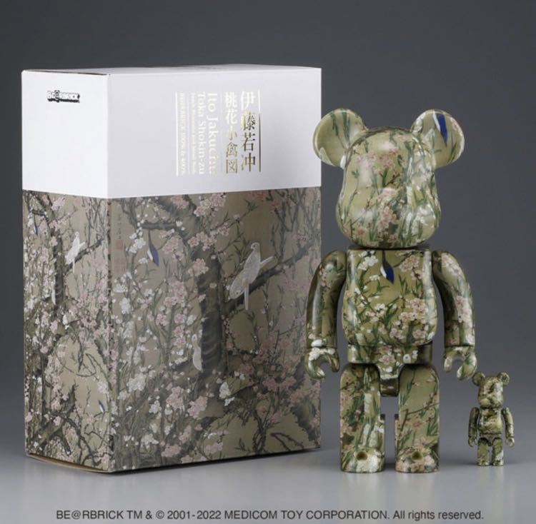 BE@RBRICK 400% 100% & - TOY ＆ MEDICOM 伊藤若冲「桃花小禽図