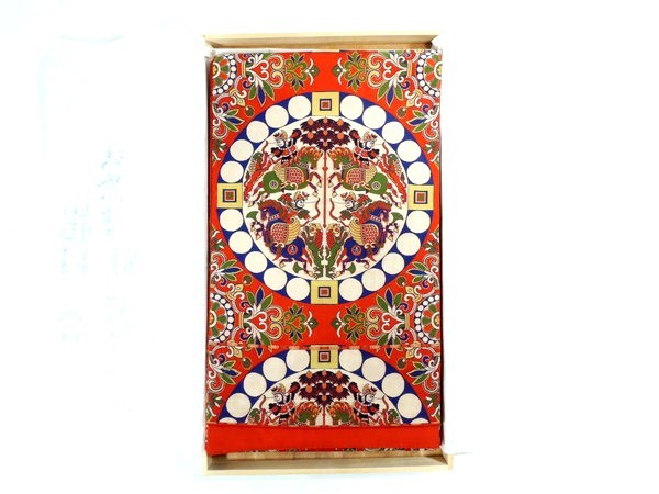 美品/龍村晋 謹製/法隆寺 獅子狩文錦 本袋帯/四騎獅子狩文錦/四天王文