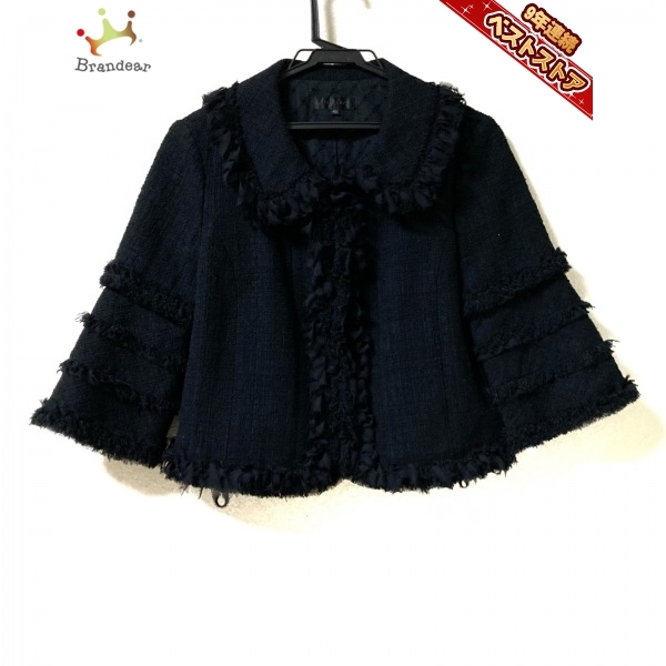 トゥービーシック TO BE CHIC サイズ42 L - 黒 レディース 七分袖/ツイード/フリンジ/春/秋 ジャケット