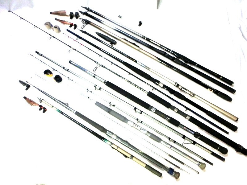 1円スタート 磯竿 船竿まとめ 約10本 GRADER/NF AERNOS/EXCEL FORCE/LONG BEAM/潮流 等 釣り具 海水用 引取のみ限定 12 □3030