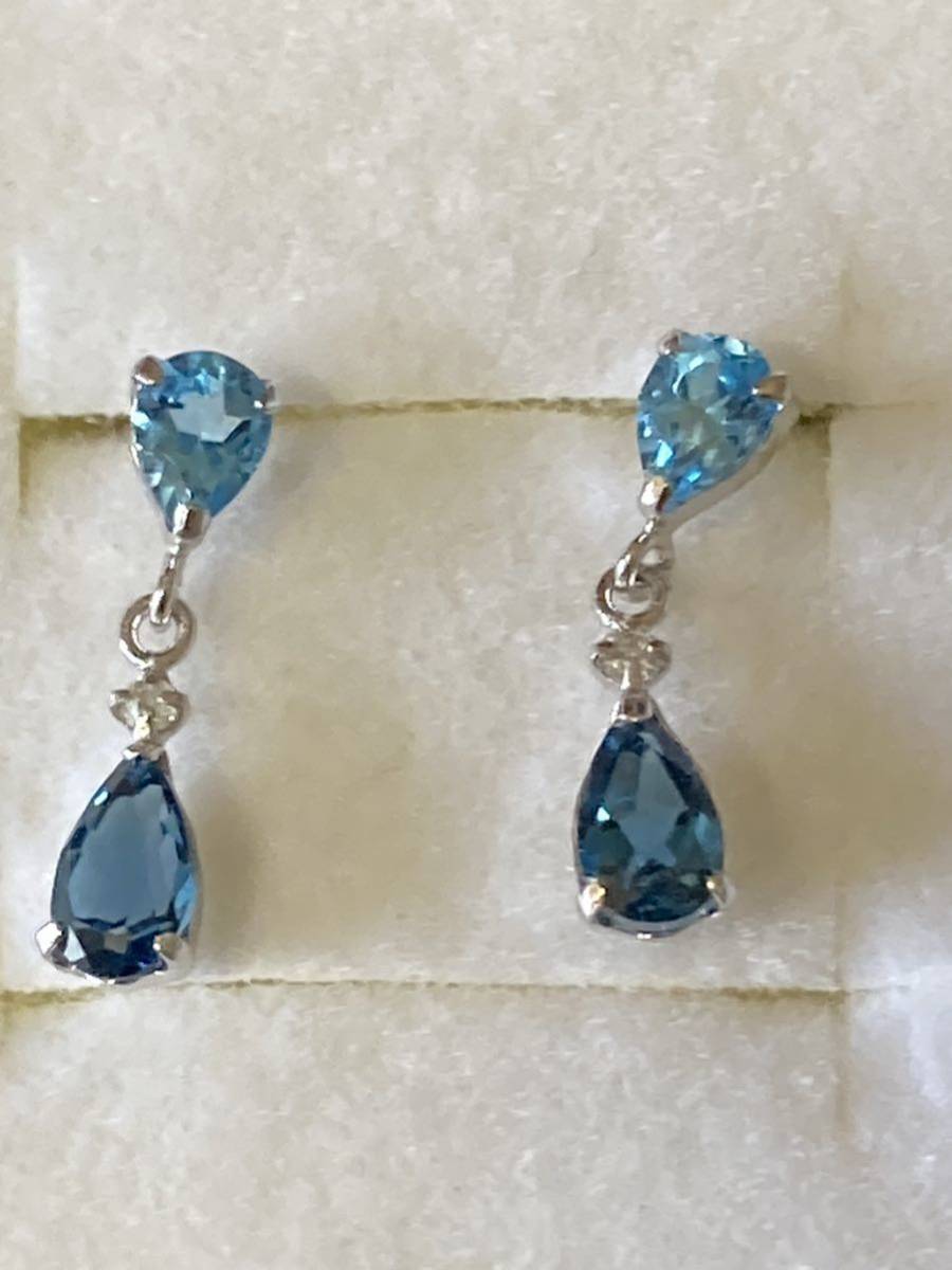 ピアス☆K18WGXLBT ジュエリー☆ブルートパーズ？？かな？