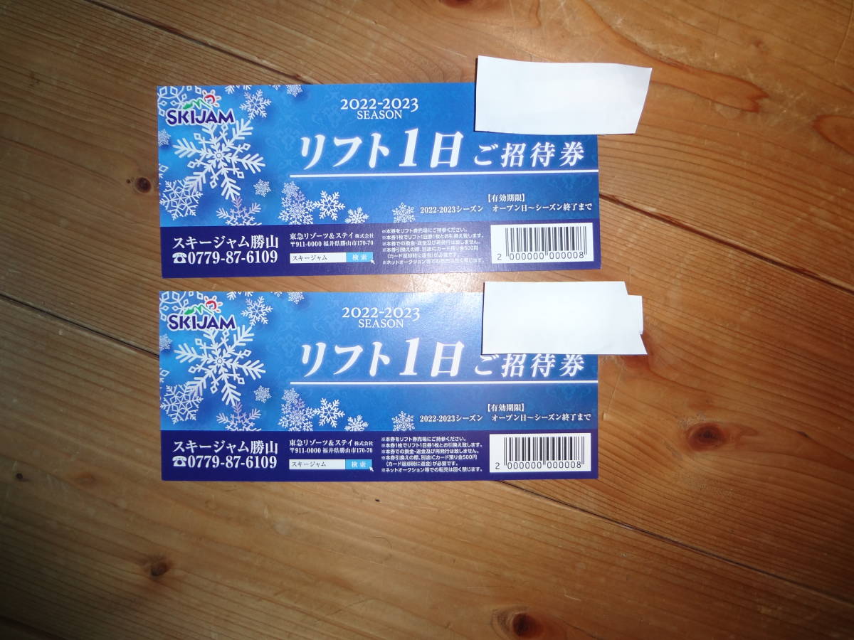 福井 スキージャム勝山 スキーリフト一日招待券 2枚 10600円分