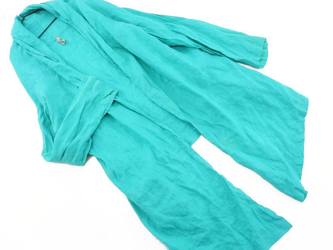 fog linen work フォグリネンワーク リネン100% カーディガン sizeL/緑 ■◇ ☆ dba8 レディース