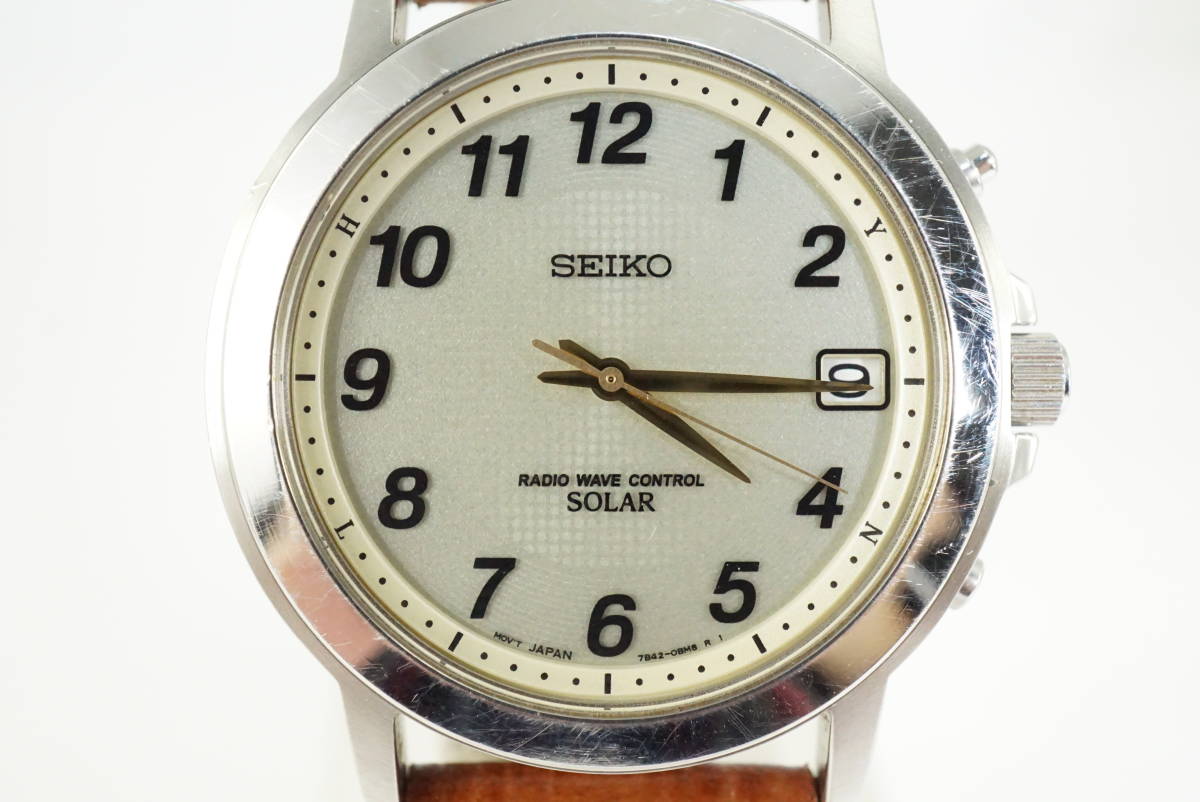 B7/20-Y DA18】☆SEIKO/セイコー 電波ソーラー 7B42-0AS0 メンズ腕時計 