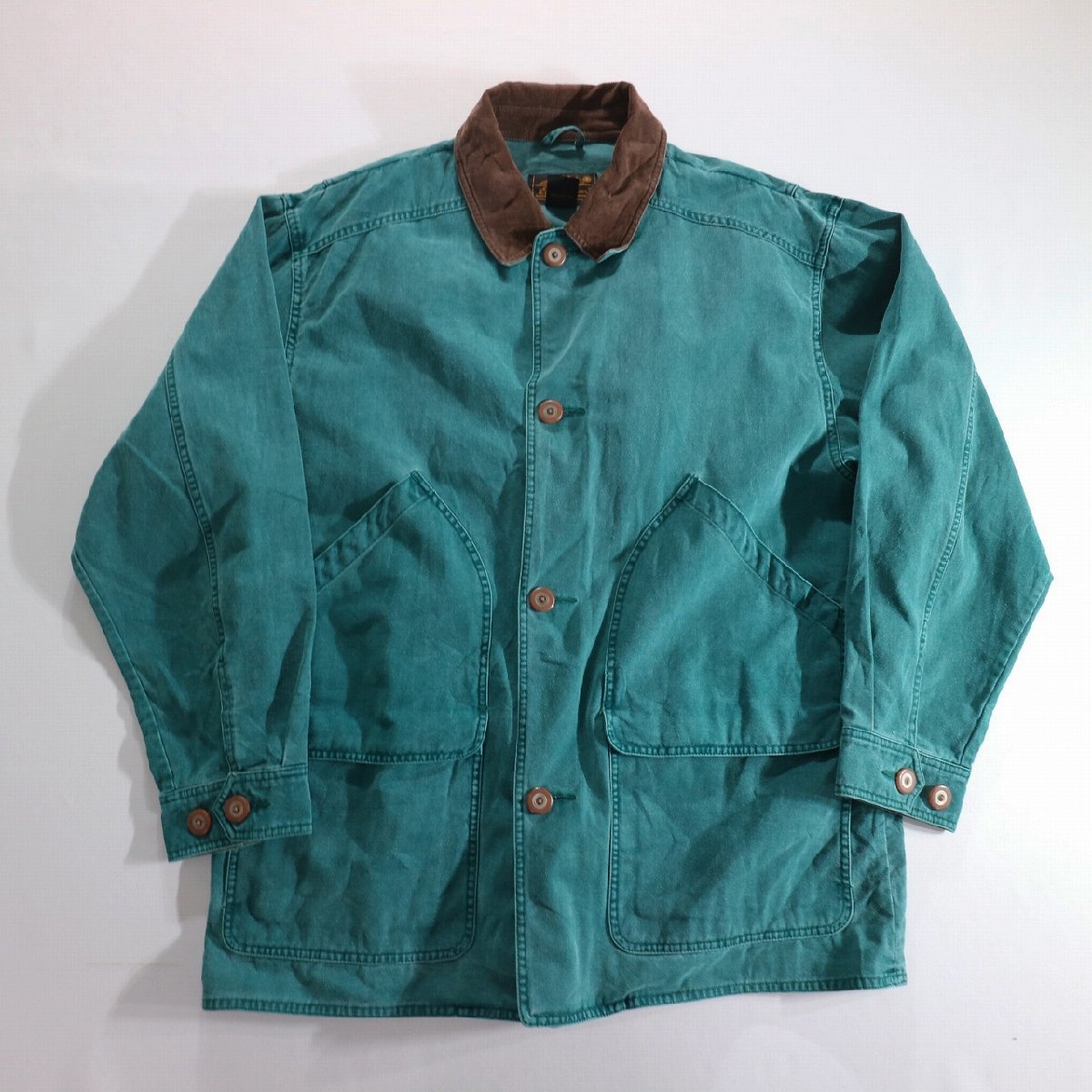 F□80年代 Eddie Bauer エディバウアー アウトドア ハンティング ジャケット ブルー 青色 (L) 中古 古着 k6510