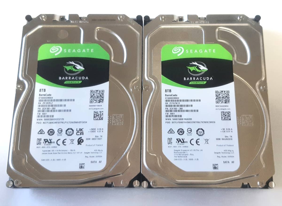 超激得，大得価 Seagate ST8000DM004 8TB 2台 3.5インチHDD