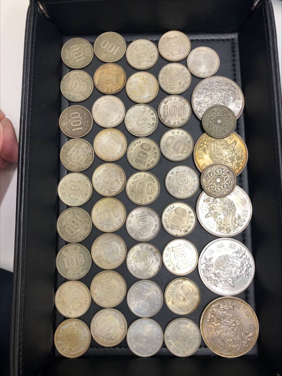 100円銀貨(鳳凰・稲・東京オリンピック記念)｜大阪梅田の宝スタンプコイン #618-