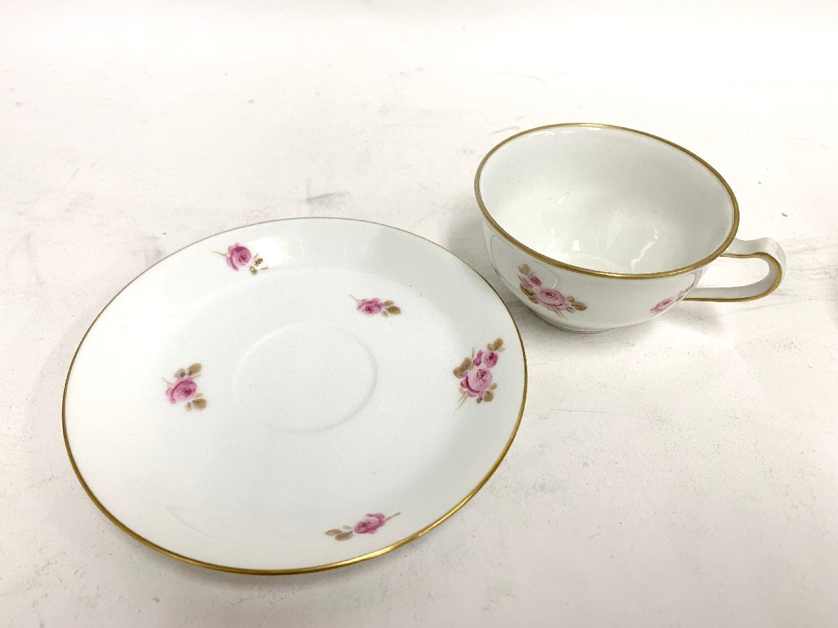 骨董　大倉陶園 黄色 ピンク小花 コーヒー or 紅茶カップセット６客 OKURA/大倉陶園 カップ＆ソーサー Hand Decorated 6客 金彩 ピンク