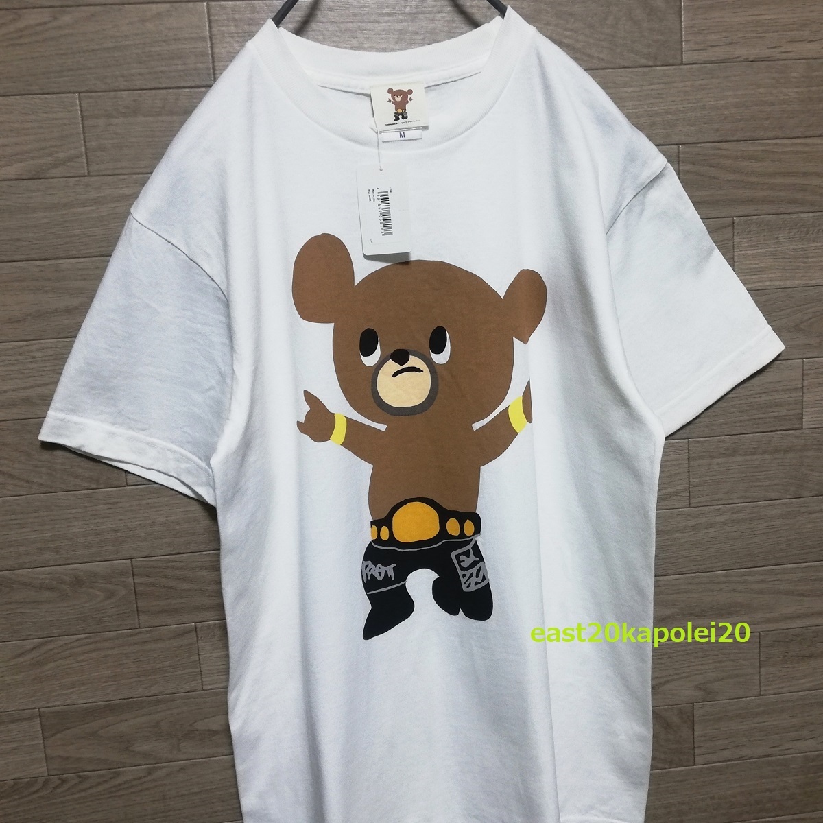 武藤敬司 武藤ベアー ビッグ プリント Tシャツ M 白 ホワイト play set 