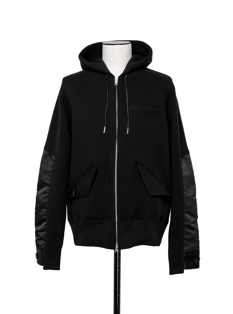 新品未使用 22AW sacai Nylon Twill Mix Sponge Sweat Blouson 22-02932M BLACK 4 パーカー ブルゾン ジャケット メンズ ブラック サカイ