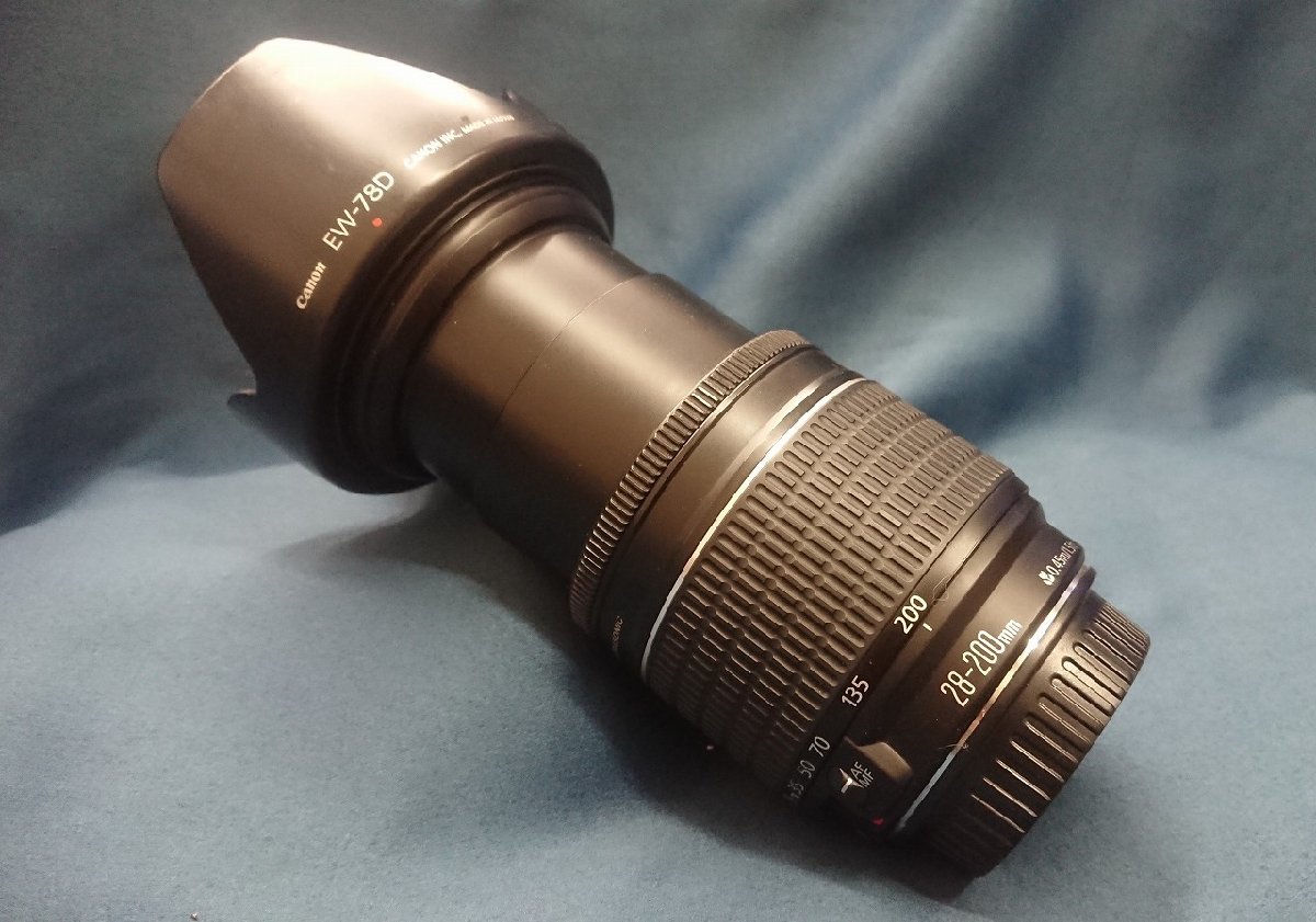 ＄【 CANON キャノン 望遠ズームレンズ EF28-200mm F3.5-5.6 USM フード付き 軽量・コンパクト カメラ レンズ 】KH1233