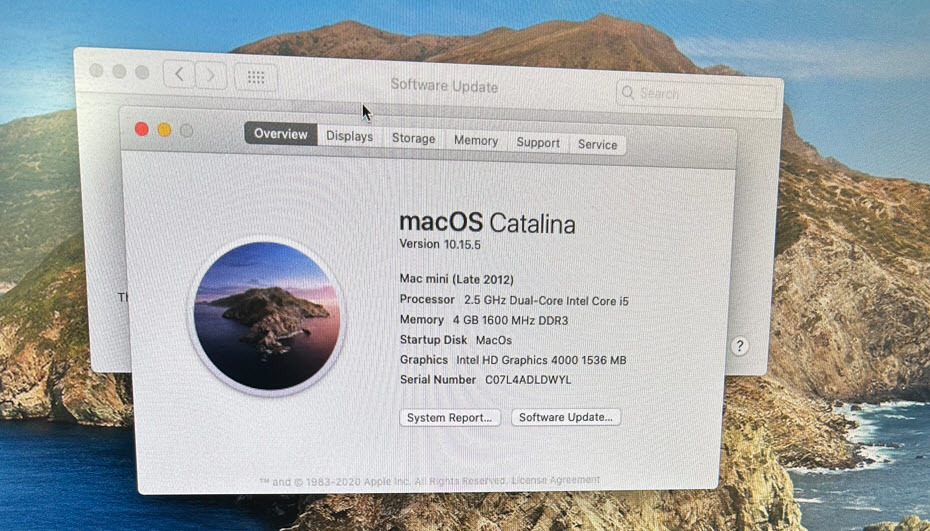 Apple Mac mini Late2012 I5-2.5Ghz 4GB SATA500GB (MacOS Catalina)