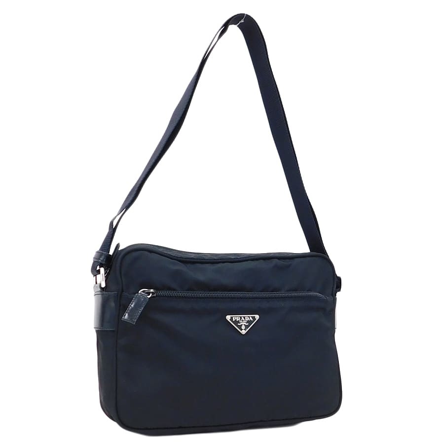 1円 ■ 極美品 プラダ ショルダーバッグ ブラック系 ナイロン 通学 通勤 お出掛け PRADA ■E.Csgu.zE-16