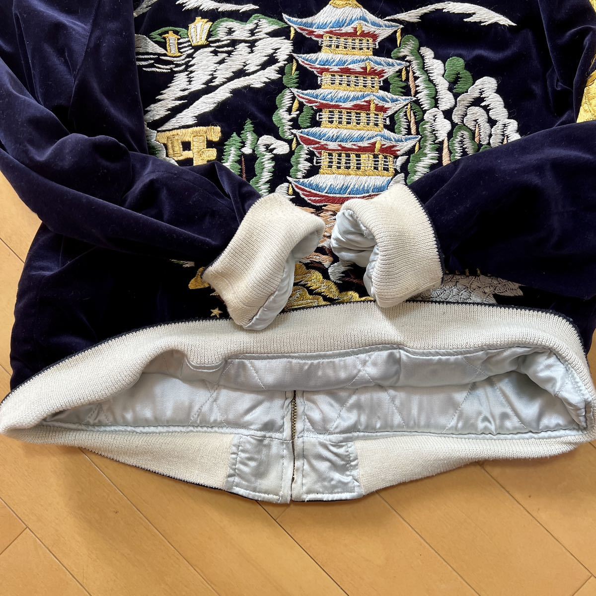 ウエアハウス スカジャン 五重塔 金龍 40 ネイビー 別珍リバーシブル 