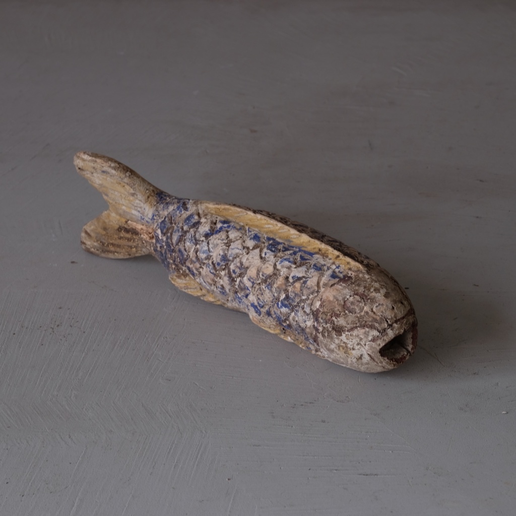 02225 アジア 古い魚の木彫 D / オブジェ アート プリミティブ 芸術 美術 浮き 骨董 古民具 アンティーク レトロ ヴィンテージ