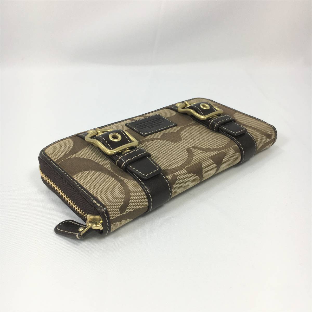 新品】COACH コーチ 長財布 シグネチャー カーキ×ペタル
