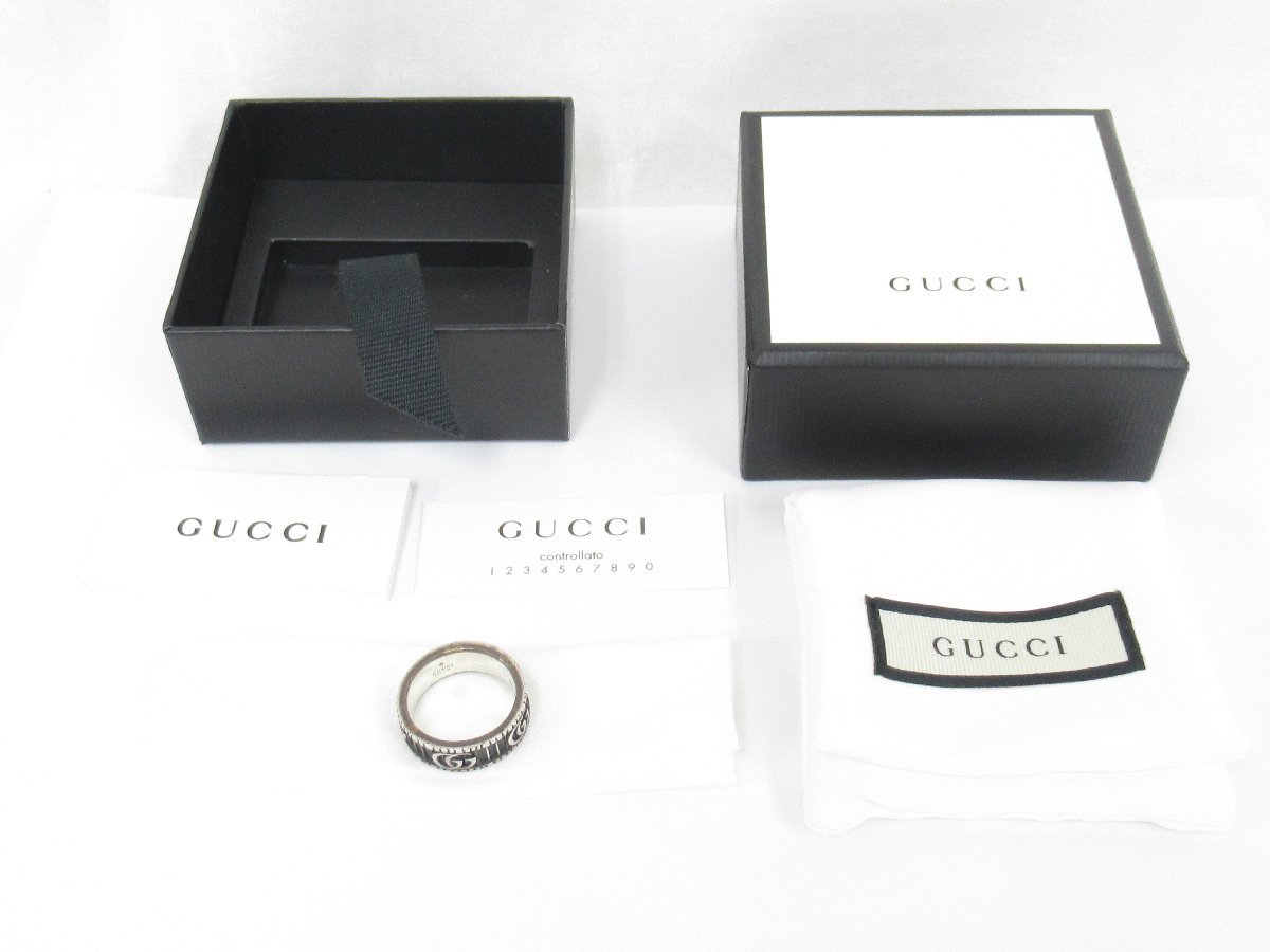 ○ GUCCI グッチ GGマーモント GG リング 表記サイズ19号 Ag925 シルバー 指輪 アクセサリー 約9.3g 保存袋 冊子 箱付き