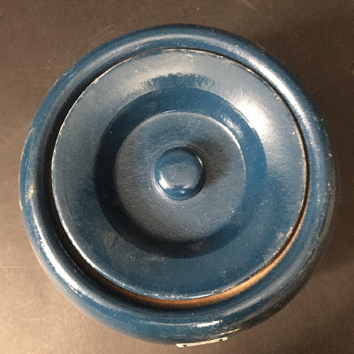 FG0209-65-8-4 火消し壺 つぼ 火の用心 青 ブルー 蓋付き 三足 