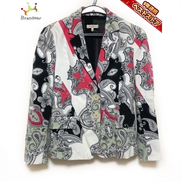 エトロ ETRO サイズ40 M - 白×グリーン×マルチ レディース ペイズリー 