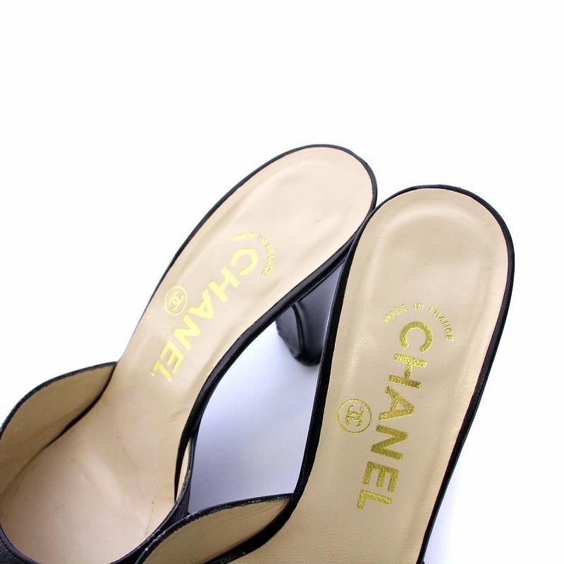 CHANEL シャネル バイカラー ミュール ココマーク ポインテッドトゥ 36