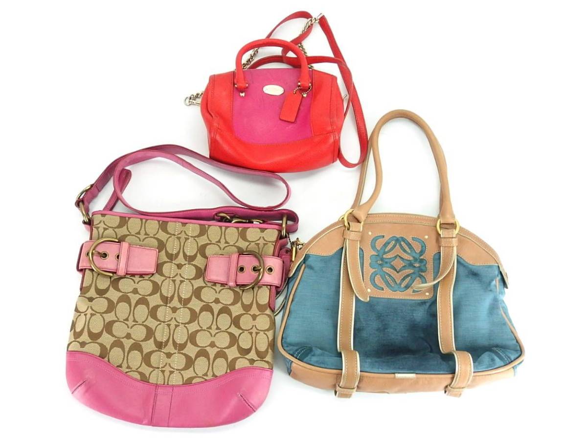 1円 コーチ ロエベ ハンドバッグ ミニボストンバッグ ショルダーバッグ セット DK390