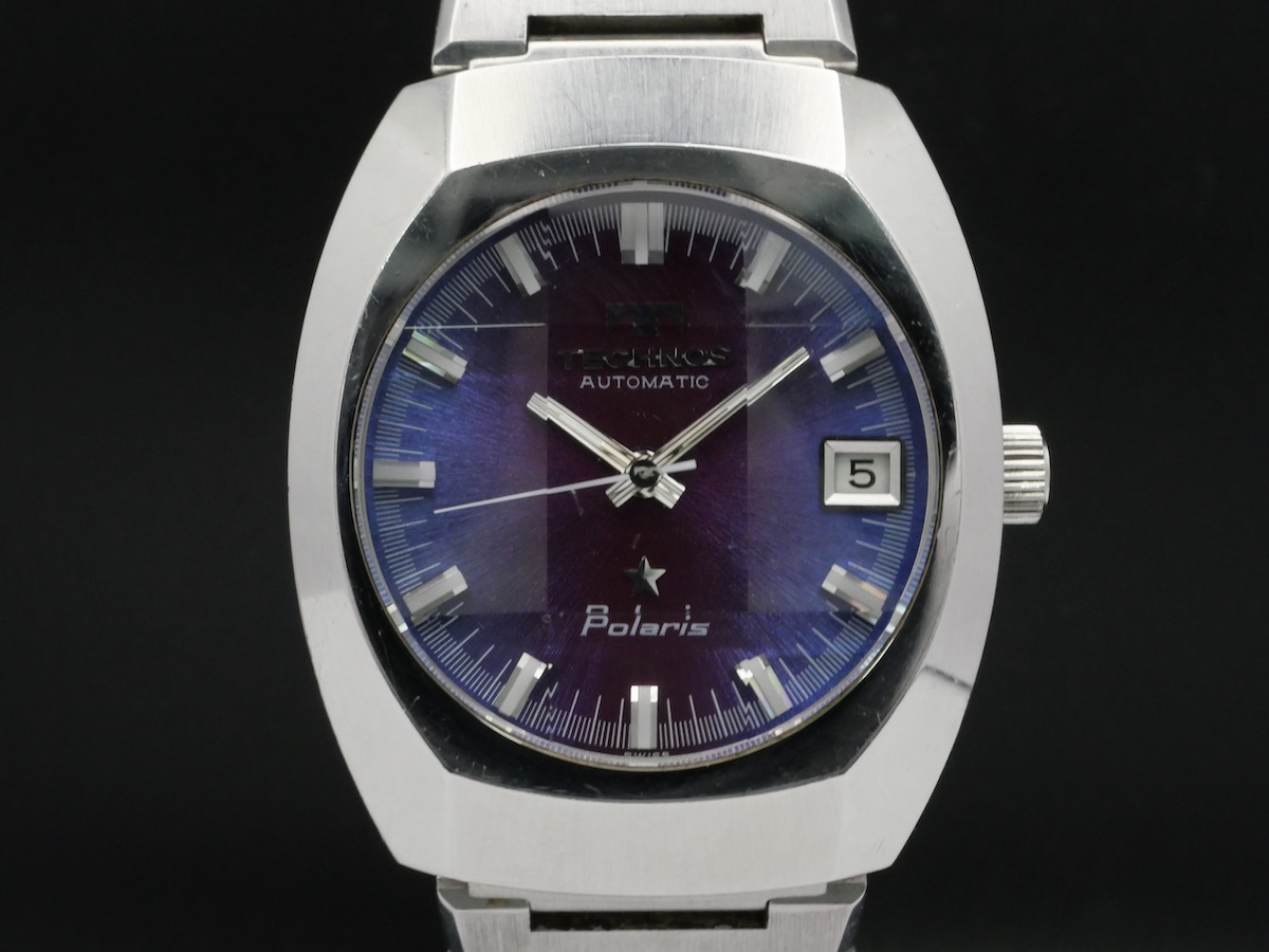 TECHNOS Polaris テクノス ポラリス 9面カットガラス デイト 自動巻き  