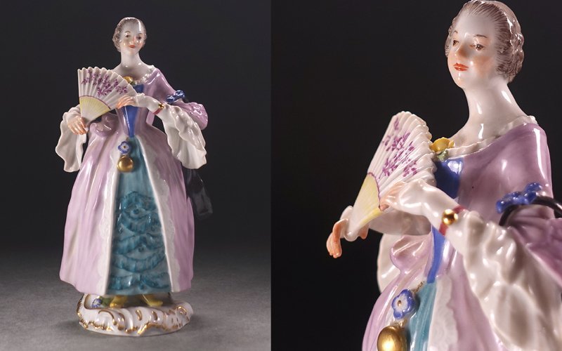 ∇花∇【マイセン/MEISSEN】 名作磁器人形 パリの呼び声シリーズ「扇子 