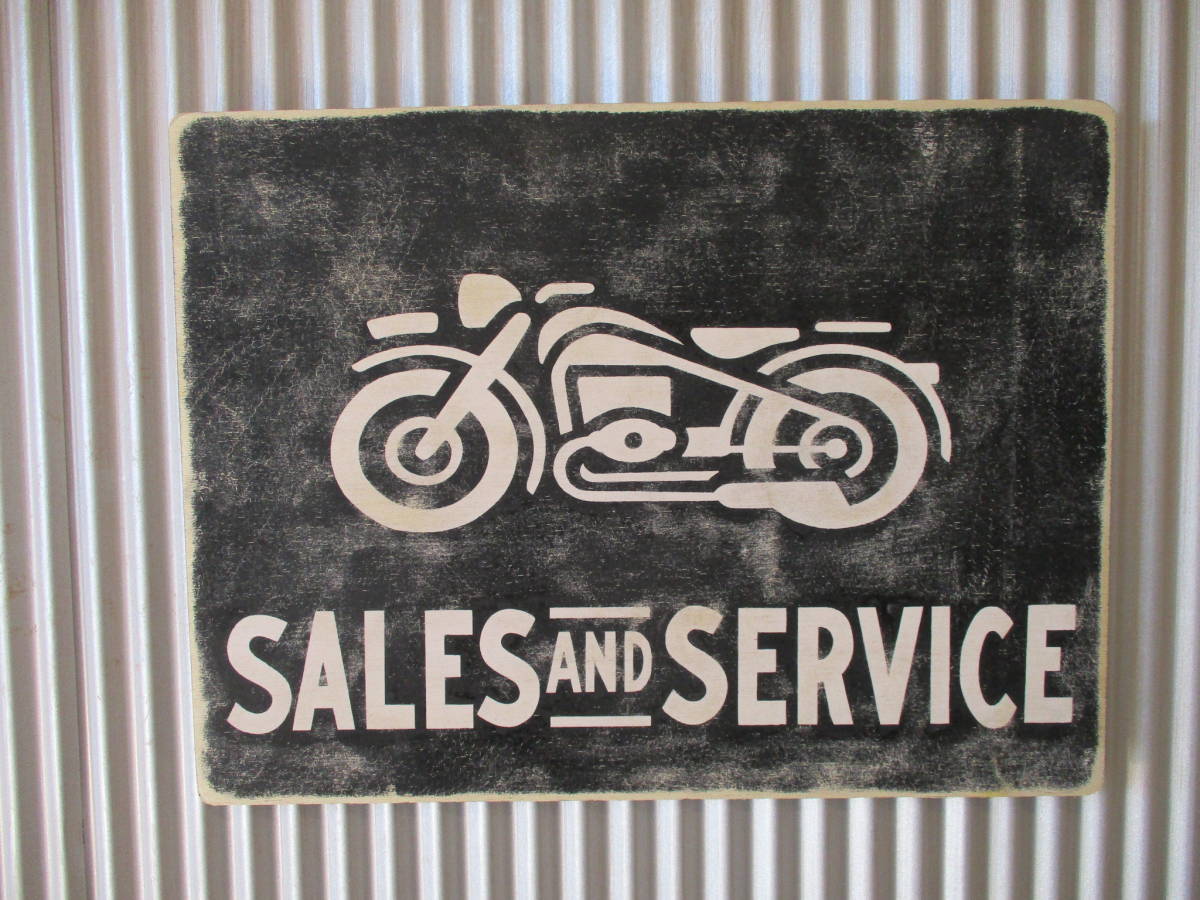 ビンテージサイン木製看板 MOTORCYCLE検）モーターサイクルバイク