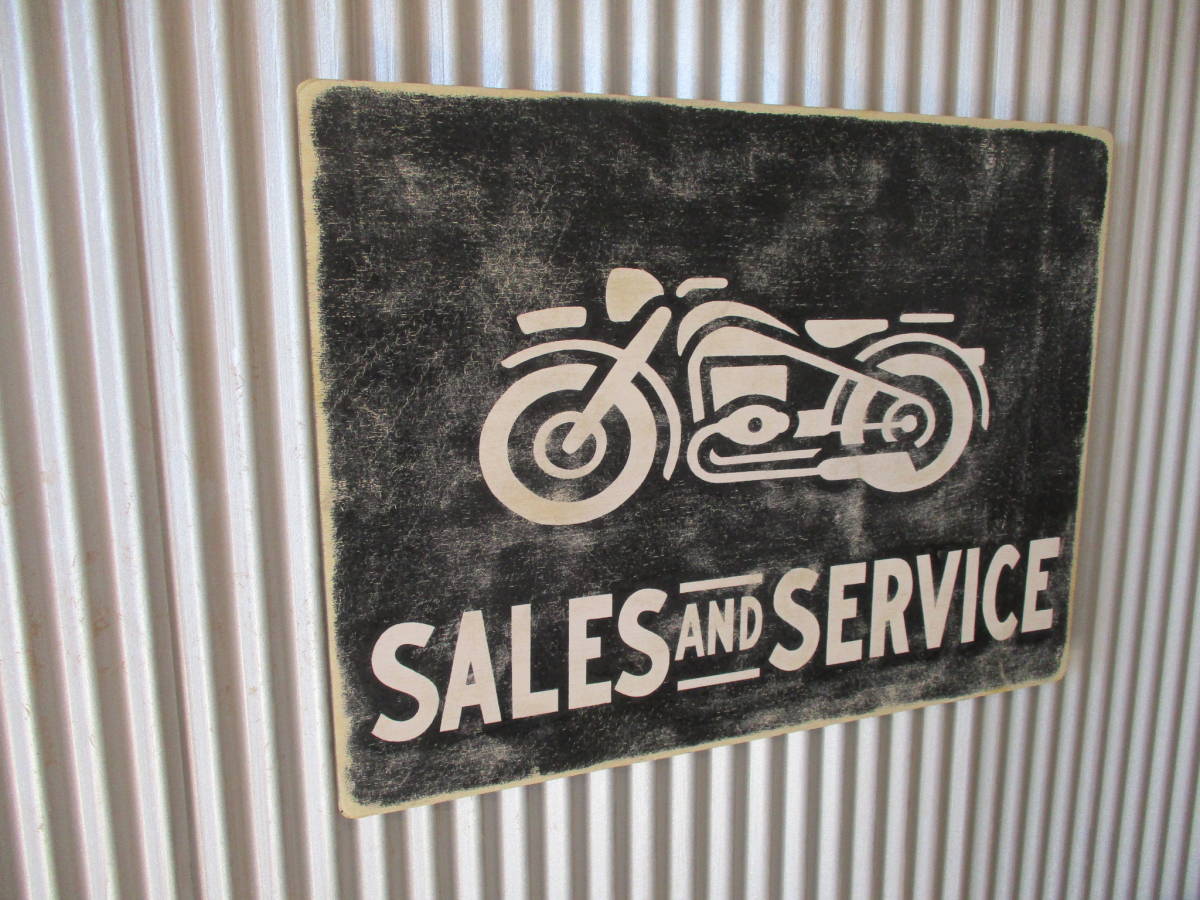 インテリア木製看板CUSTOM MOTORCYCLES検)ガレージハーレー50s ビンテージサイン木製看板 MOTORCYCLE検）モーターサイクルバイク
