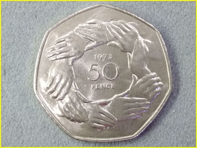イギリス 50ペンス 記念硬貨/1973年】 エリザベス2世/欧州経済共同体