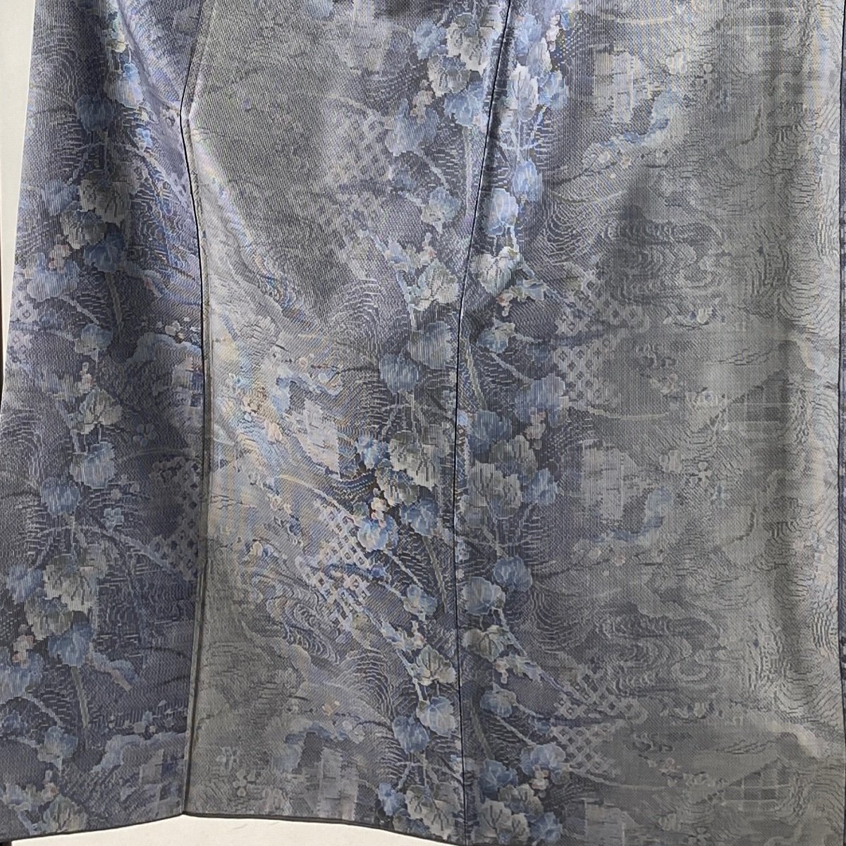 紬 正絹 袷 美品 M 秀品 流水 身丈158.5cm 裄丈64.5cm