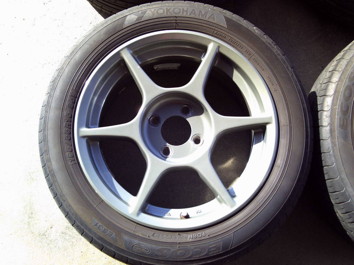 P1レーシング 15×7J+45 PCD100ホイール4本セット めでたく