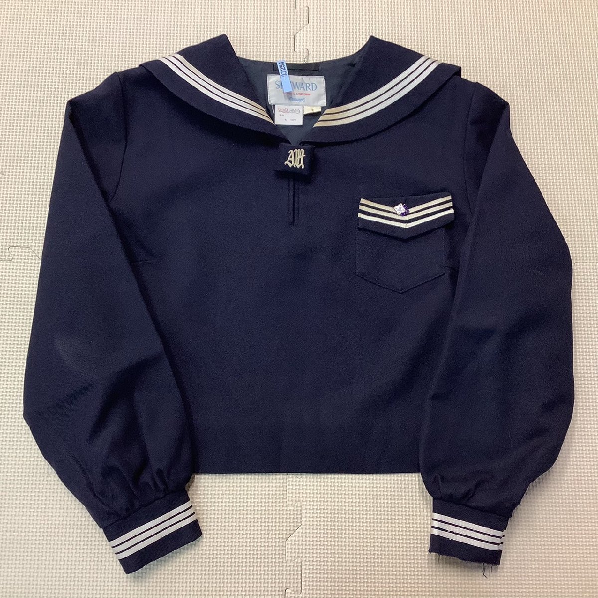 Y)I256(中古) 福島県 安達高校 セーラー服 上下セット /校章/大きめ/LL 