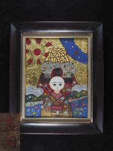 【真作】 大杉真司　「見つめて富士左馬」　油彩 ＋ 金箔・プラチナ箔 大杉真司のYahoo!オークション(旧ヤフオク!)の相場・価格を見る｜Yahoo