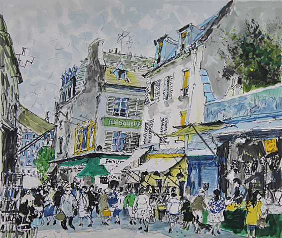 ■①児玉幸雄 【ムフタール通り】 リトグラフ 直筆サイン エディション有り