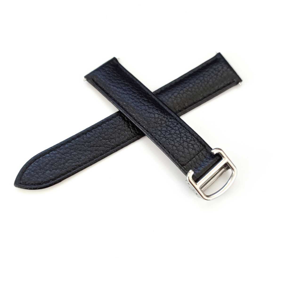 19mm 腕時計 交換用 社外品 ベルト ブラック 黒 シボ バックル付属【対応】カルティエ タンク Cartier