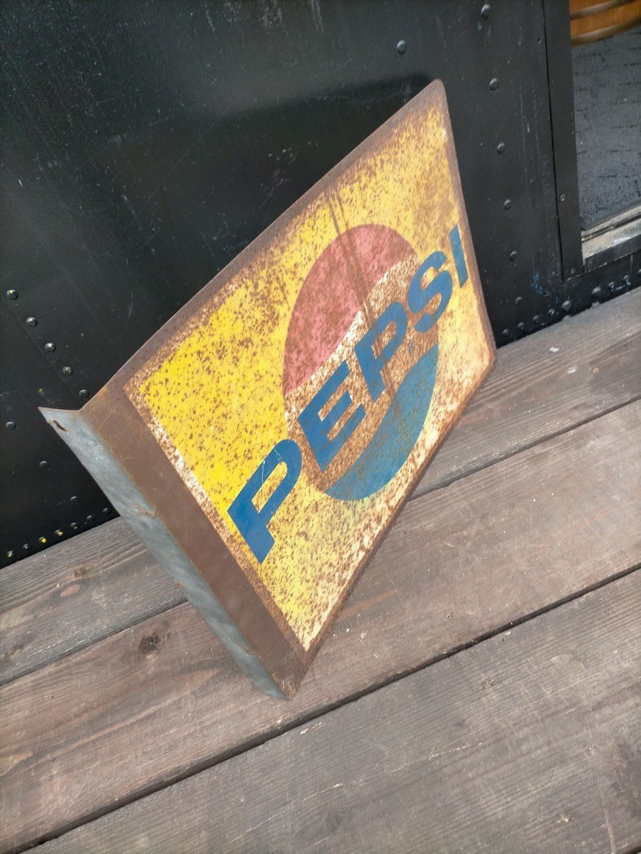 昭和レトロ ホーロー看板 PEPSI ペプシコーラ 看板ノベルティ両面看板