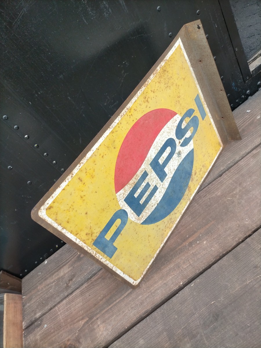 昭和レトロ ホーロー看板 PEPSI ペプシコーラ 看板ノベルティ両面看板