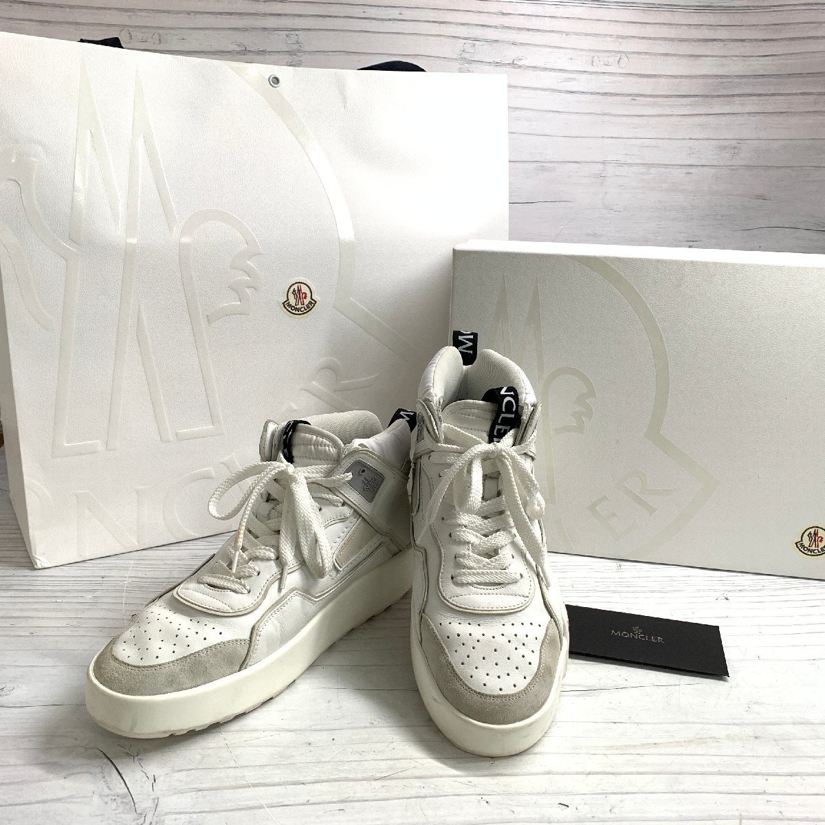 f001 H モンクレール ハイカットスニーカー メンズ サイズ43（26.5cm） PROMYX SPACE HIGH MONCLER レザー TG 43 白 ホワイト