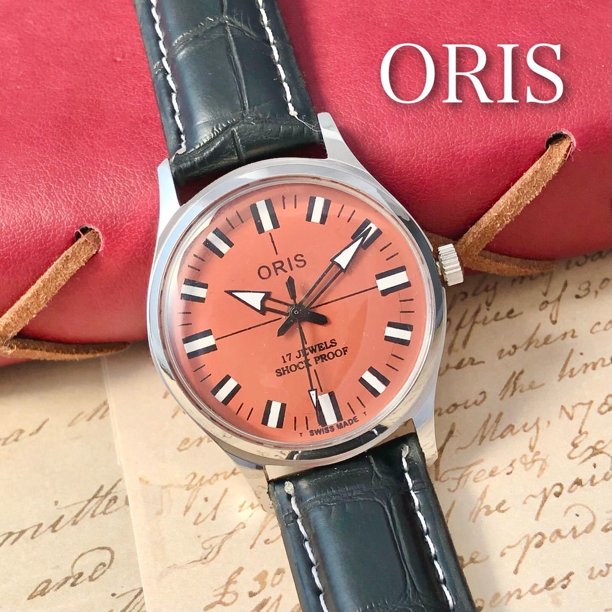 □美品□オリス□ORIS 手巻き機械式1980年代ヴィンテージメンズ腕時計 