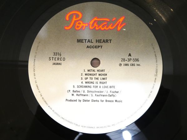 ○(R-9) ACCEPT アクセプト 「 METAL HEART / メタル ハート 」 LP 
