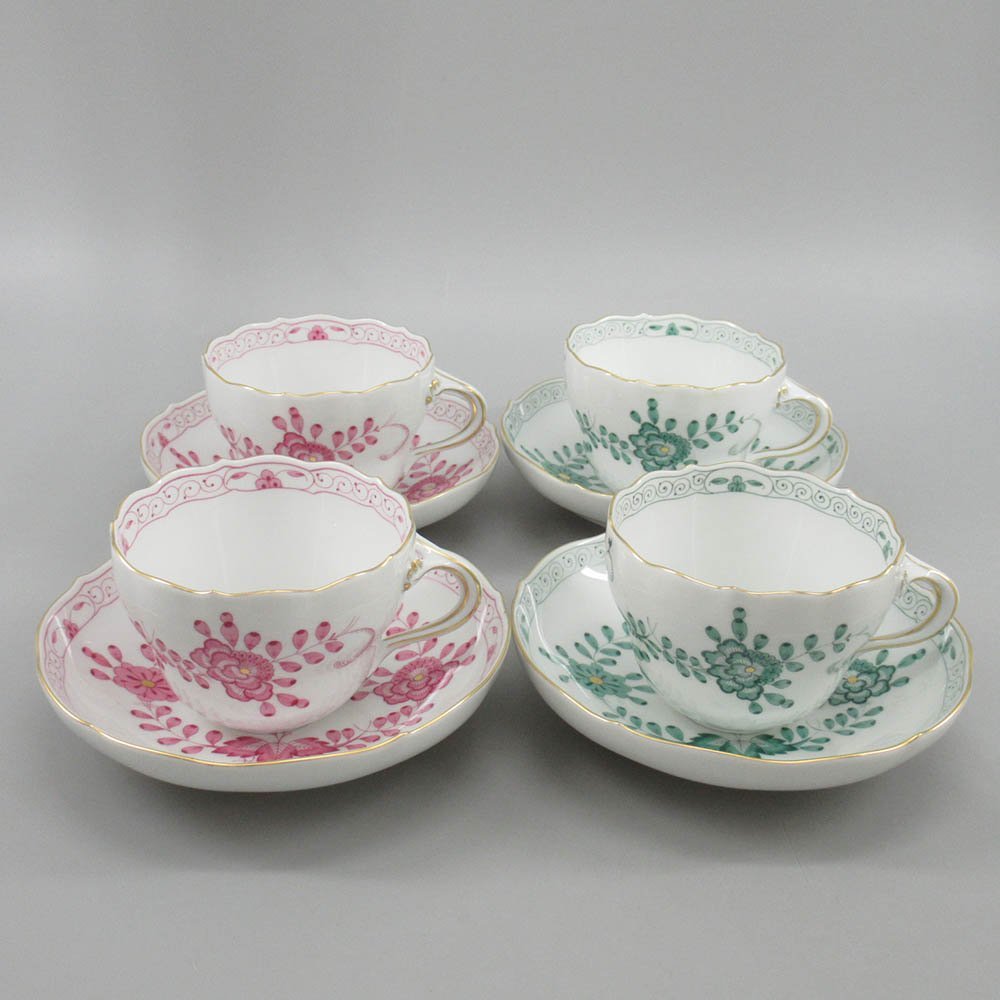 マイセン Meissen インドの華 枝付き グリーン ② プレート 大皿 25.2