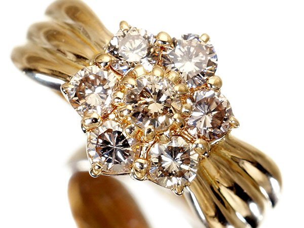 1円～【ジュエリー極】豪華な輝き！良質天然ダイヤモンド1.00ct 高級K18YGリング k6221og【送料無料】