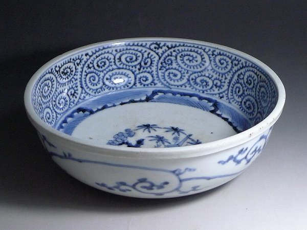 △803067*3△大明成化年製・古伊万里・染付蛸唐草