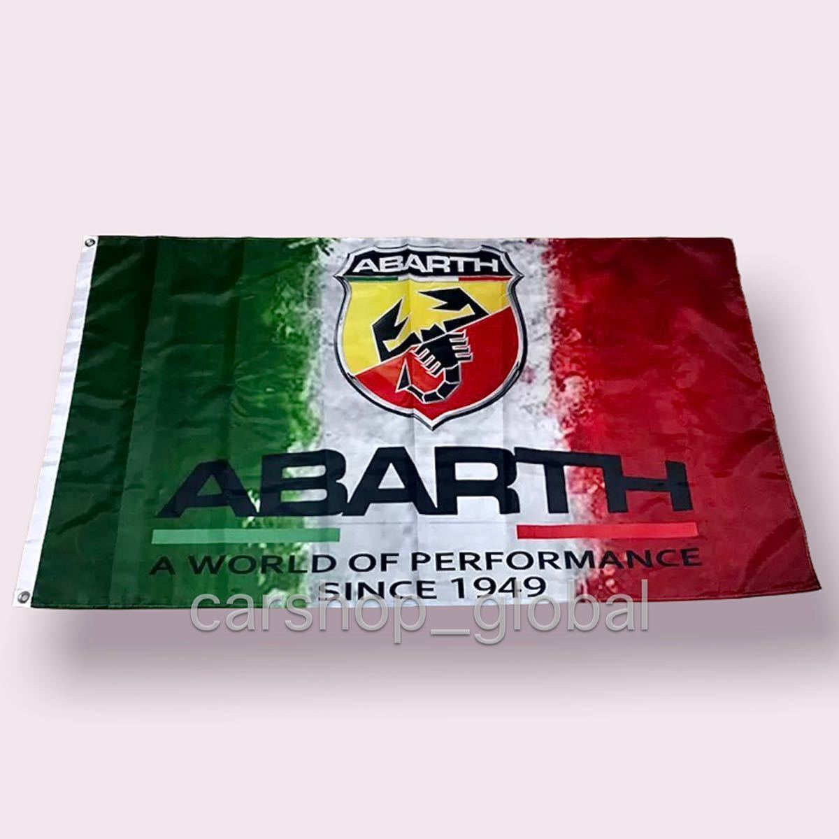 フィアット アバルトバナー フラッグ 旗 ガレージ 部屋 サイズ2種類 長方形 特大サイズ リングバックル付 パンダ/チンク/595/124/500等
