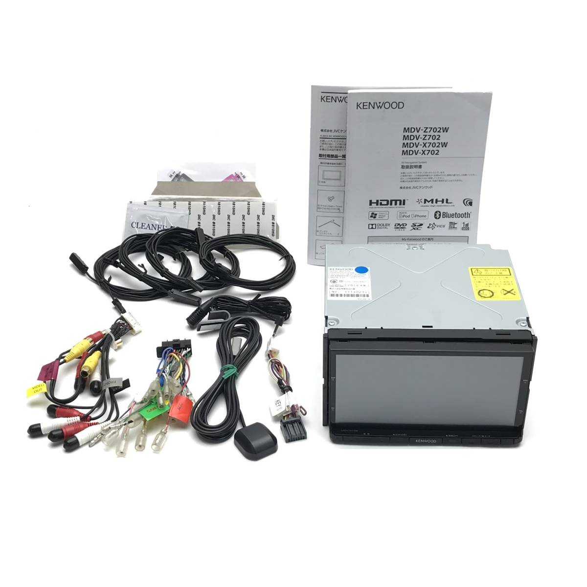 メーカー修理点検済 良品♪ ケンウッド MDV-X702 地デジ4X4 Bluetooth CD録音 USB 2022年地図+オービス 純正新品アンテナ+KNA-300EX付